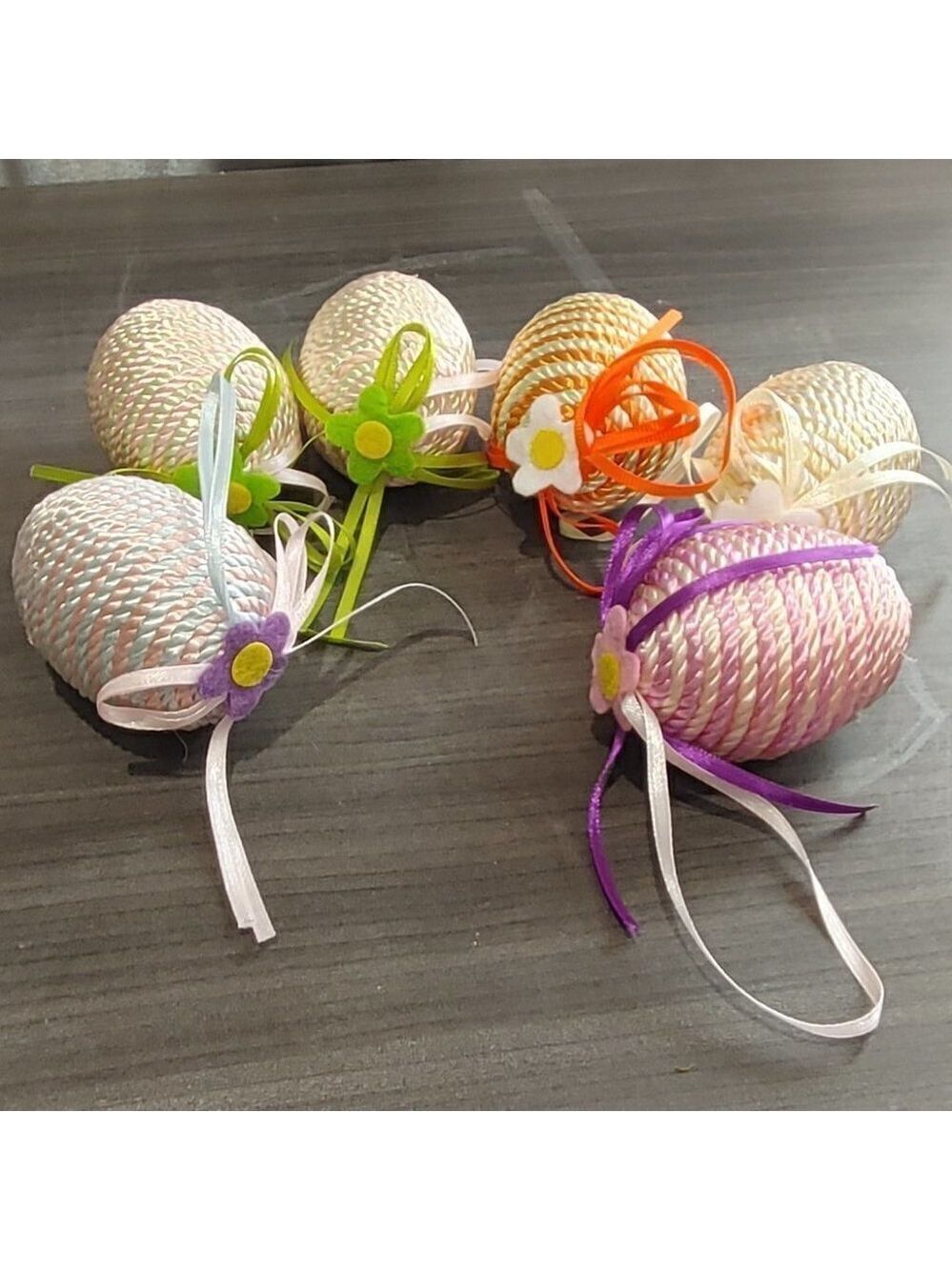 6 Easter Decorative Eggs Handmade, Multi Colors